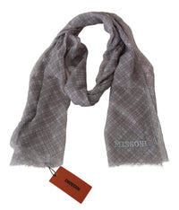 Thumbnail for Elegant Wool Silk Blend Plaid Scarf