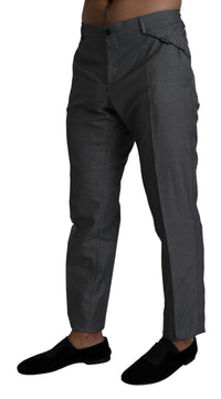 Thumbnail for Elegant Gray Slim Fit Dress Trousers