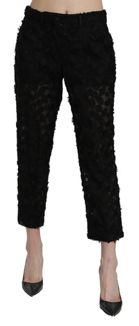 Thumbnail for Elegant Straight Cropped Lace Trousers