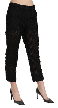 Thumbnail for Elegant Straight Cropped Lace Trousers