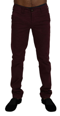 Thumbnail for Maroon Skinny Fit Cotton Pants