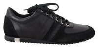 Thumbnail for Elegant Black Leather Sport Sneakers