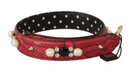 Thumbnail for Red Python Leather Crystals Reversible Shoulder Strap