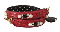 Thumbnail for Red Python Leather Crystals Reversible Shoulder Strap