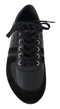 Thumbnail for Elegant Black Leather Sport Sneakers