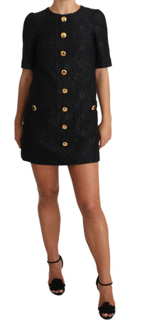 Thumbnail for Elegant Black Button Embellished Mini Dress
