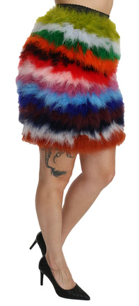 Thumbnail for Chic Feather Embellished High Waist Skirt