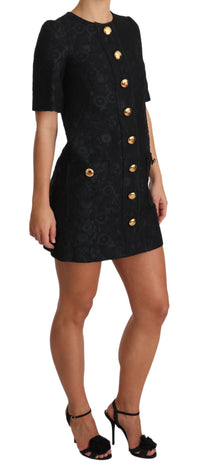 Thumbnail for Elegant Black Button Embellished Mini Dress