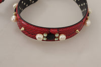 Thumbnail for Red Python Leather Crystals Reversible Shoulder Strap