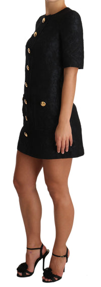 Thumbnail for Elegant Black Button Embellished Mini Dress