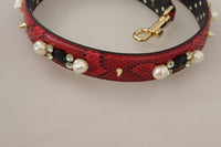 Thumbnail for Red Python Leather Crystals Reversible Shoulder Strap