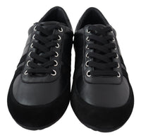 Thumbnail for Elegant Black Leather Sport Sneakers