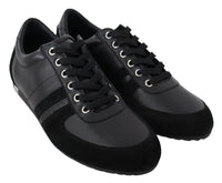 Thumbnail for Elegant Black Leather Sport Sneakers