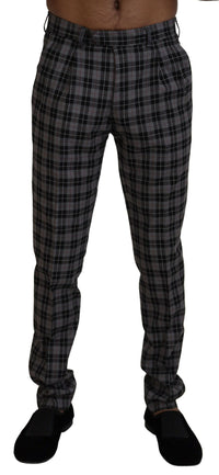 Thumbnail for Elegant Gray Checked Gentleman's Chinos