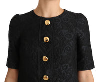 Thumbnail for Elegant Black Button Embellished Mini Dress
