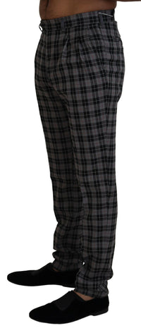 Thumbnail for Elegant Gray Checked Gentleman's Chinos