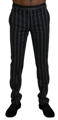 Thumbnail for Elegant Gray Checkered Wool Chino Pants