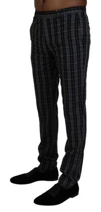 Thumbnail for Elegant Gray Checkered Wool Chino Pants