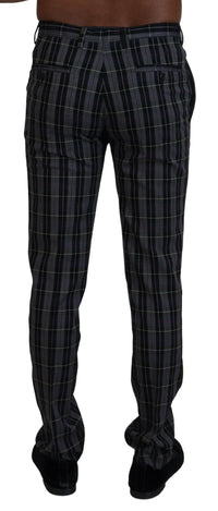 Thumbnail for Elegant Gray Checkered Wool Chino Pants