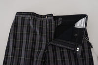 Thumbnail for Elegant Gray Checkered Wool Chino Pants