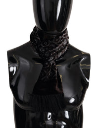 Thumbnail for Brown Velvet Geometric Shawl Fringe Neck Wrap Scarf
