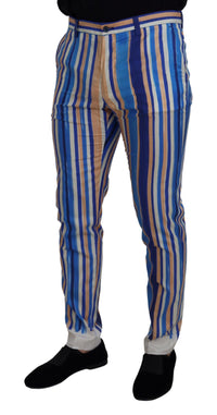 Thumbnail for Sleek Striped Slim Fit Chinos