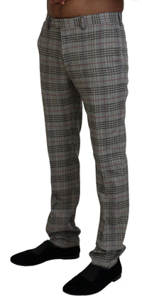 Thumbnail for Elegant Gray Checkered Slim Men's Pants