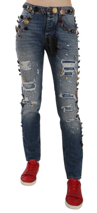Thumbnail for Crystal Embellished Luxury Denim Jeans