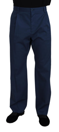 Thumbnail for Blue Cotton Straight Fit Pants