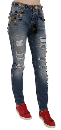 Thumbnail for Crystal Embellished Luxury Denim Jeans