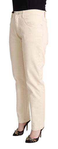 Thumbnail for Chic White Skinny Boyfriend Jeans with Logo Plaque