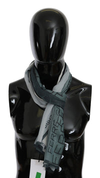 Thumbnail for Elegant Blue Gray Wool Blend Scarf