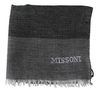 Thumbnail for Elegant Striped Wool Scarf with Logo Embroidery