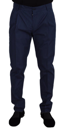 Thumbnail for Elegant Slim Fit Chinos in Blue Silk Blend