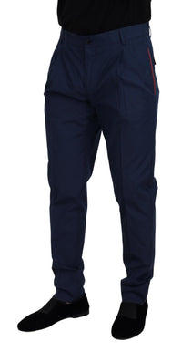 Thumbnail for Elegant Slim Fit Chinos in Blue Silk Blend