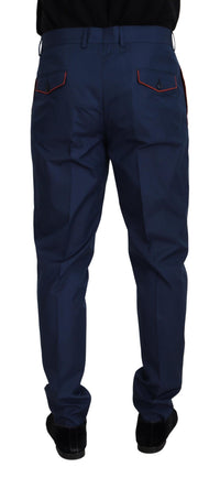 Thumbnail for Elegant Slim Fit Chinos in Blue Silk Blend