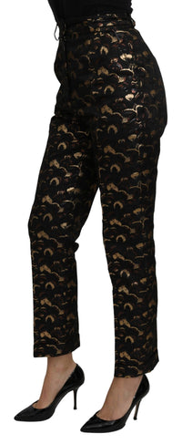 Thumbnail for Elegant High Waist Tapered Brocade Pants