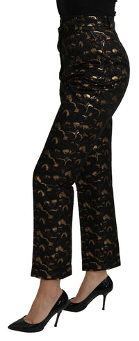 Thumbnail for Elegant High Waist Tapered Brocade Pants