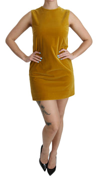Thumbnail for Mustard Velvet Shift Mini Dress