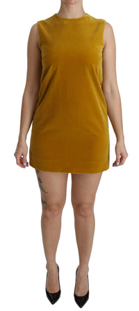 Thumbnail for Mustard Velvet Shift Mini Dress