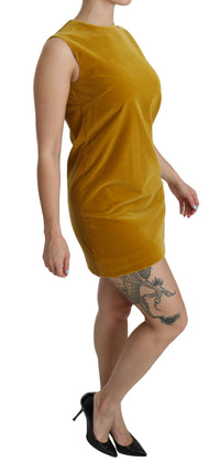 Thumbnail for Mustard Velvet Shift Mini Dress