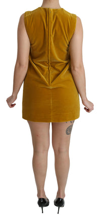 Thumbnail for Mustard Velvet Shift Mini Dress