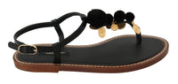 Thumbnail for Pom Pom Flip Flop Ankle Strap Flats