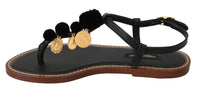 Thumbnail for Pom Pom Flip Flop Ankle Strap Flats