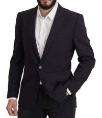 Thumbnail for Elegant Navy Wool Blend Slim Blazer