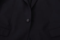 Thumbnail for Elegant Navy Wool Blend Slim Blazer