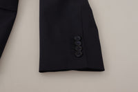 Thumbnail for Elegant Navy Wool Blend Slim Blazer