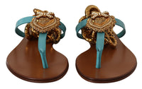 Thumbnail for Blue Leather Devotion Flats Sandals