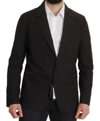 Thumbnail for Elegant Black Cotton-Wool Blend Blazer Jacket