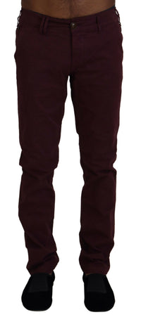 Thumbnail for Maroon Skinny Fit Cotton Pants